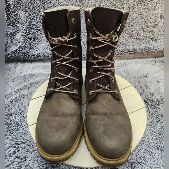 Timberland Jayne Waterproof Teddy Fleece Fold Down Nubuck Boots Women’s Size 8.5 - Picture 3 of 9